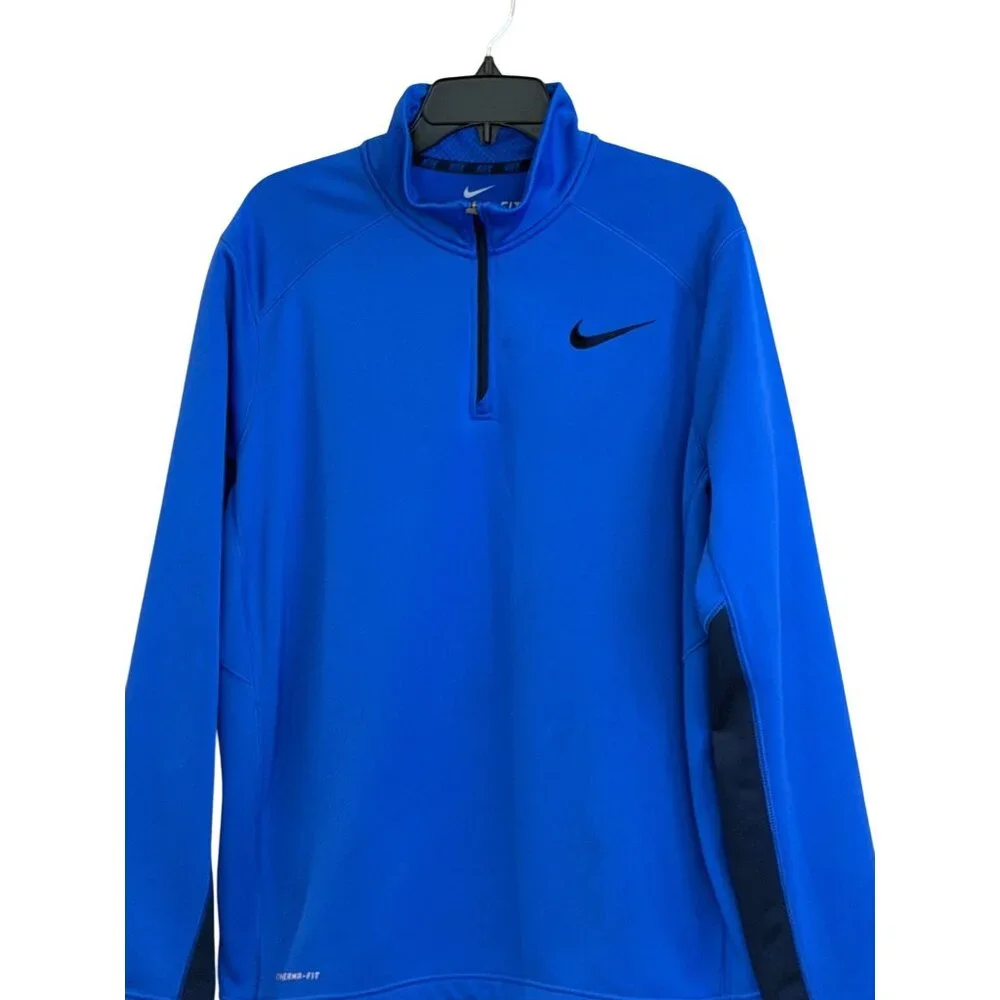 Nike Therma-Fit Royal Blue Fleece Track Jacket 1/4 Zip Golf Active Size Large